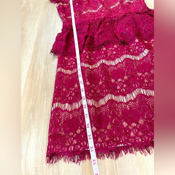 MAUVE ANTHROPOLOGIE Red Wine Crotcheted Peblum Dress. Size Small - Picture 11 of 11